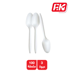 فتوح الكويت ملعقة شاي بلاستيك بيضاء صغيرة - 3 × 100 ملعقة