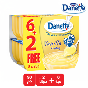 دانيت حلوى بودنج بطعم الفانيلا – 6 + 2  مجانا × 90 جم
