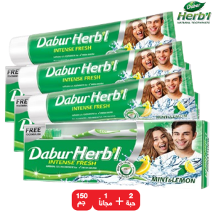 دابر معجون اسنان جل عشبي بالنعناع والليمون - 2 + 1 مجانا × 150 جم