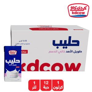 كى دى كاو حليب طويل الأمد خالي الدسم - 12 × 1 لتر