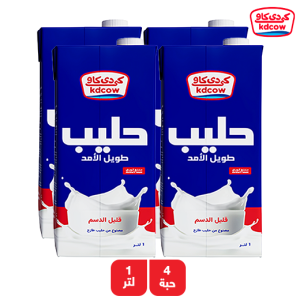 كى دى كاو حليب طويل الأمد قليل الدسم - 4 × 1 لتر