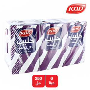 كى دى دى حليب طويل الأمد خالي الدسم - 6 × 250 مل