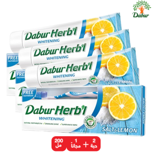 دابر معجون اسنان عشبي مبيض الملح والليمون - 2 + 1 مجانا × 150 جم 
