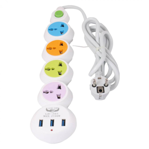 مشترك كهرباء 4 منافذ 3 مدخل يو اس بى - 2 متر