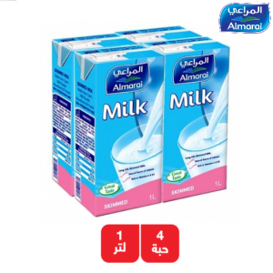 المراعي حليب طويل الأجل خالي الدسم - 4 × 1 لتر